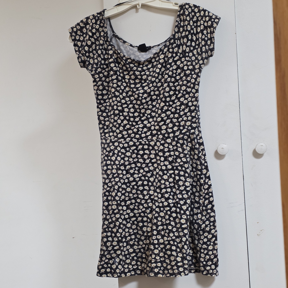 Floral Black and White Women's Dress